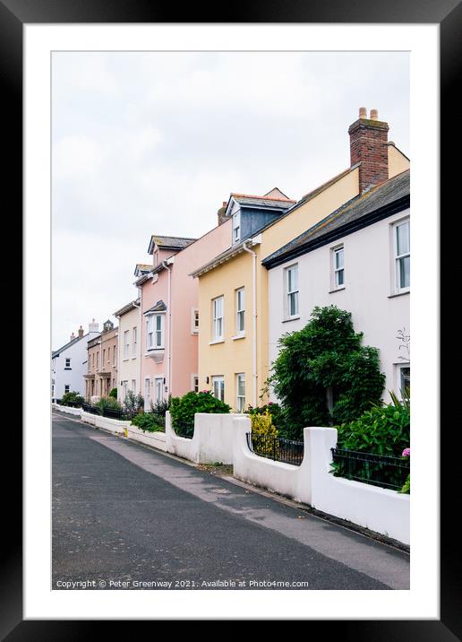 Colourful Seaside Houses Of 'Riverside', Shaldon Framed Mounted Print by Peter Greenway