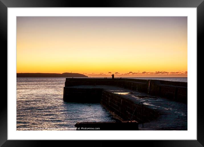 Early morning Fisherman on Charlestown Harbour Wall Framed Mounted Print by Gordon Maclaren