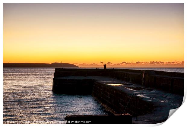 Early morning Fisherman on Charlestown Harbour Wall Print by Gordon Maclaren