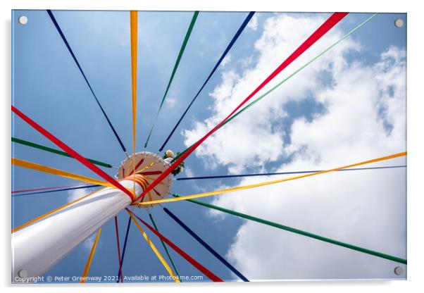 Traditional English Maypole & Cooured Ribbons  Acrylic by Peter Greenway