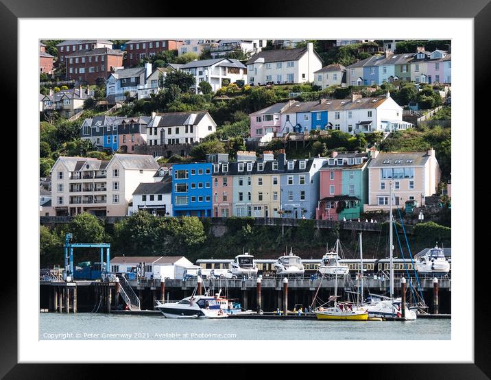 Colourful Houses Around Dartmouth Harbour Framed Mounted Print by Peter Greenway