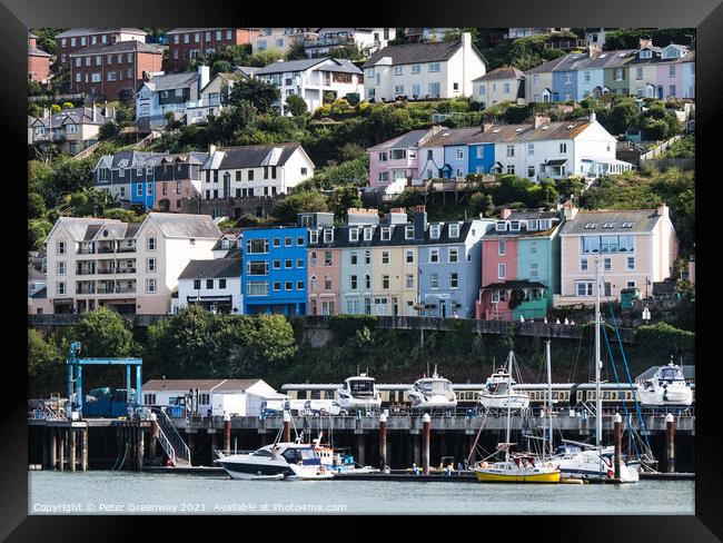 Colourful Houses Around Dartmouth Harbour Framed Print by Peter Greenway