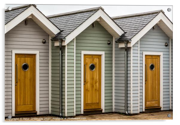 Upmarket Beach Huts At Shaldon Acrylic by Peter Greenway