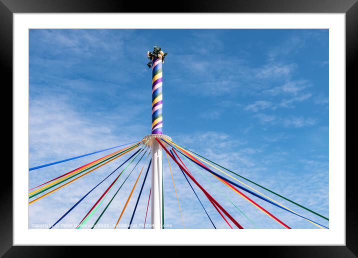 The Woved Coloured Ribbon Patterns On The Maypole Framed Mounted Print by Peter Greenway