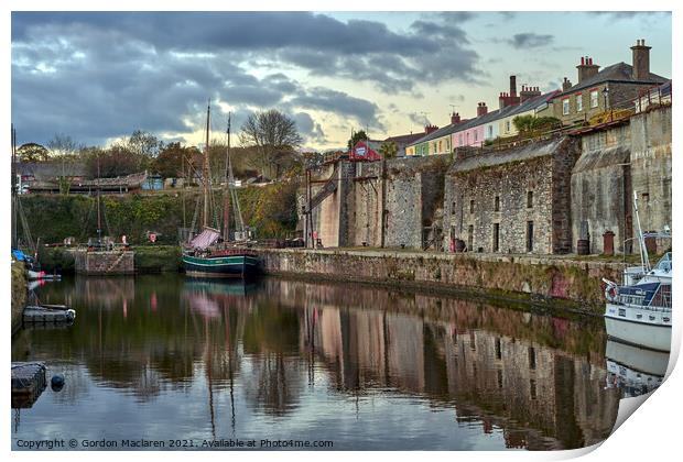 Tall Ships in Charlestown Harbour, Cornwall Print by Gordon Maclaren