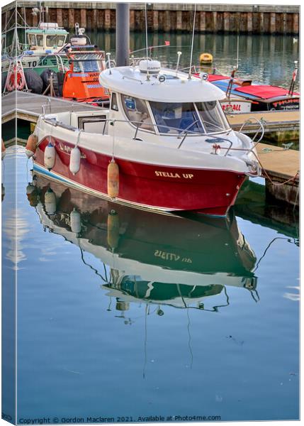 Boat moored in Padstow Harbour Canvas Print by Gordon Maclaren
