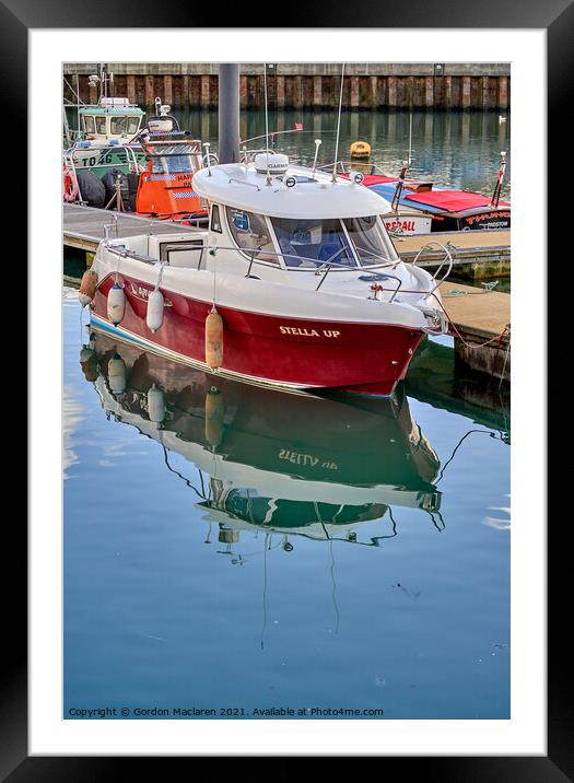 Boat moored in Padstow Harbour Framed Mounted Print by Gordon Maclaren