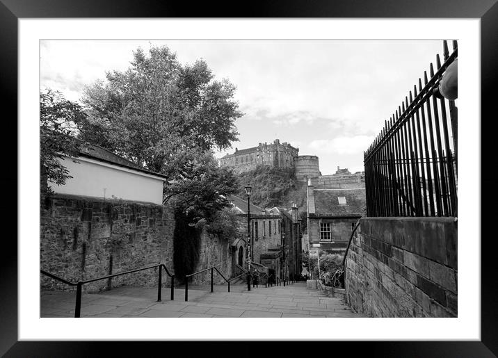 Edinburgh Castle from the Vennel Framed Mounted Print by Theo Spanellis