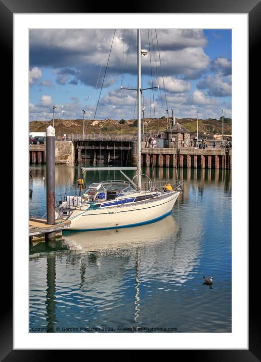 A yacht moored in Padstow Harbour, Cornwall. Framed Mounted Print by Gordon Maclaren