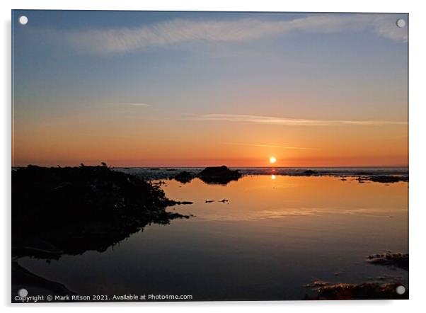 Sunset over a calm sea Acrylic by Mark Ritson