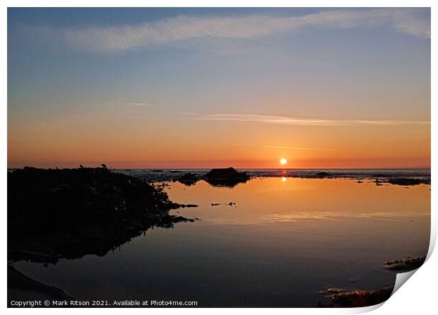 Sunset over a calm sea Print by Mark Ritson