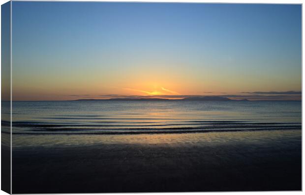 Sand, sea, and sunset at Prestwick Canvas Print by Allan Durward Photography