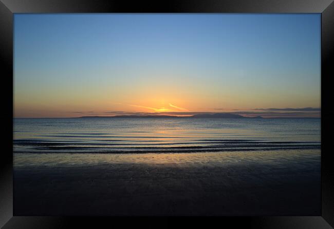 Sand, sea, and sunset at Prestwick Framed Print by Allan Durward Photography