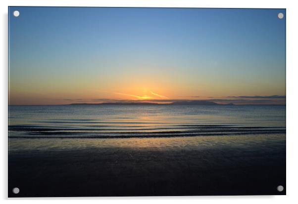 Sand, sea, and sunset at Prestwick Acrylic by Allan Durward Photography