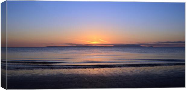 Isle of Arran dusk view from Prestwick, Ayrshire Canvas Print by Allan Durward Photography