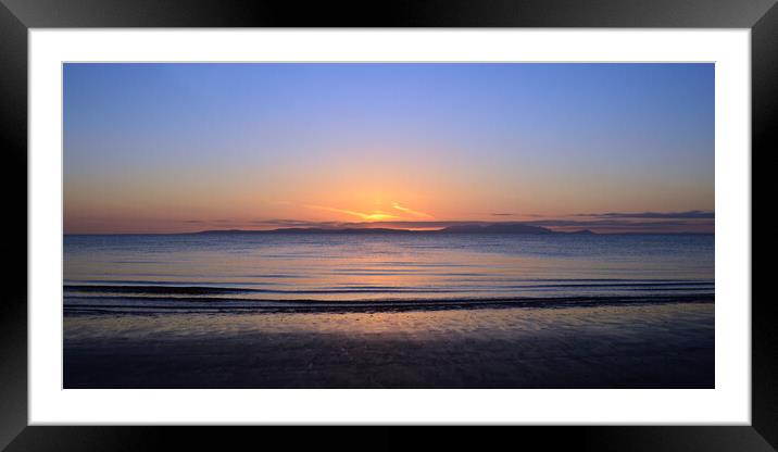 Isle of Arran dusk view from Prestwick, Ayrshire Framed Mounted Print by Allan Durward Photography