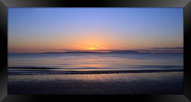 Isle of Arran dusk view from Prestwick, Ayrshire Framed Print by Allan Durward Photography