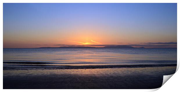 Isle of Arran dusk view from Prestwick, Ayrshire Print by Allan Durward Photography