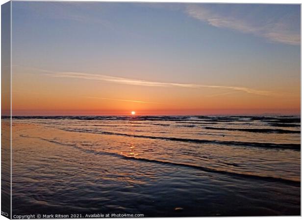 Calm Blue Sunset Sea Canvas Print by Mark Ritson