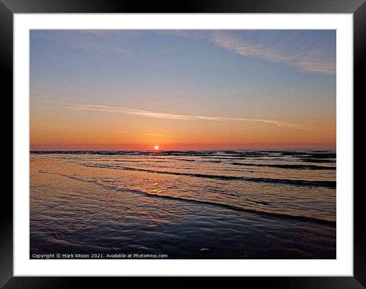 Calm Blue Sunset Sea Framed Mounted Print by Mark Ritson