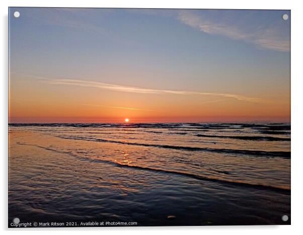 Calm Blue Sunset Sea Acrylic by Mark Ritson