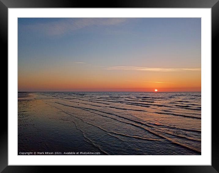 Calm sunset waves rolling on to Beach  Framed Mounted Print by Mark Ritson