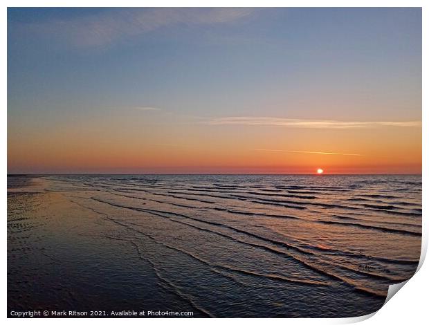 Calm sunset waves rolling on to Beach  Print by Mark Ritson