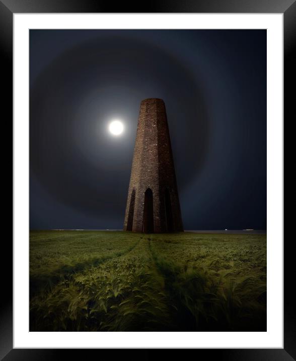 Daymark and the Moon Halo Framed Mounted Print by David Neighbour