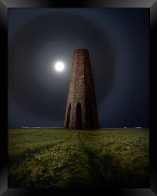 Daymark and the Moon Halo Framed Print by David Neighbour