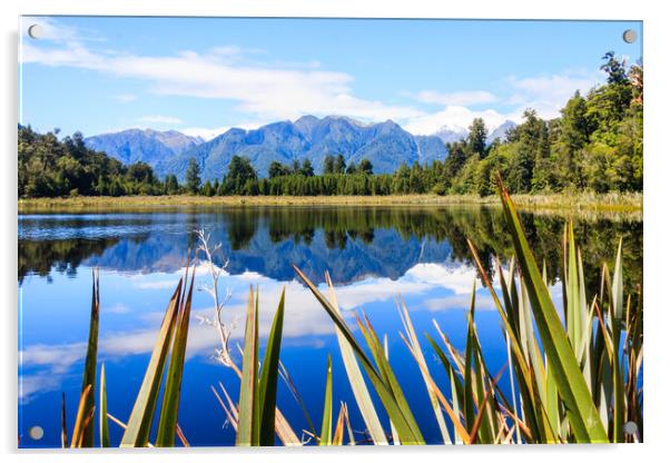 Mountain reflections in Lake Matheson Acrylic by Kevin Hellon