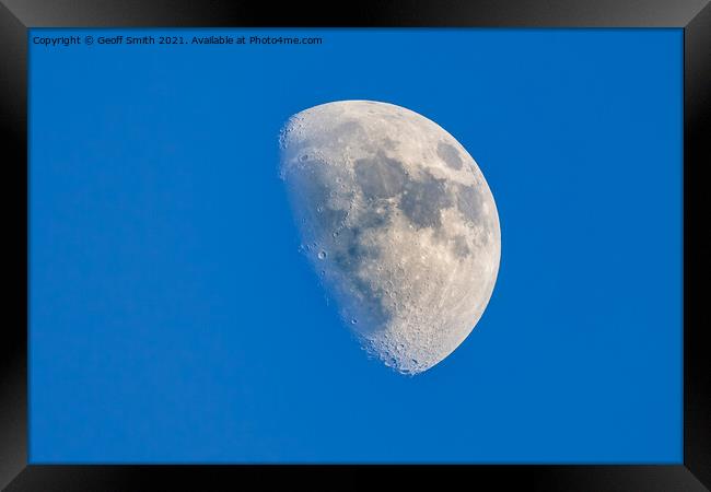 Moon with Blue Sky Framed Print by Geoff Smith