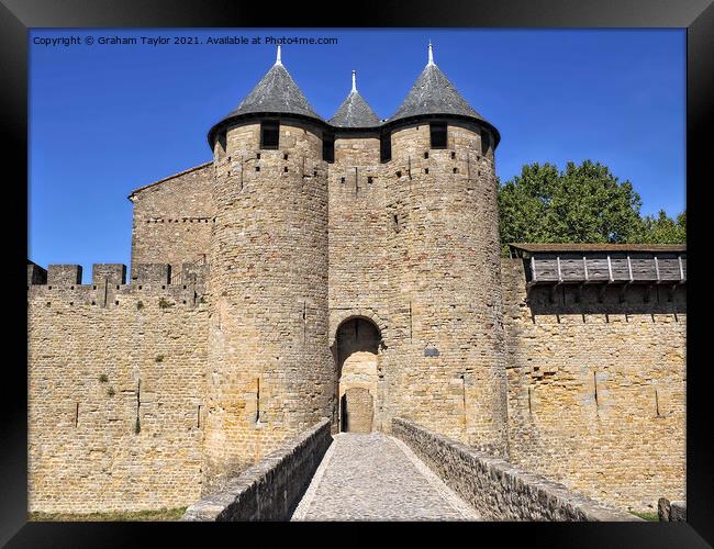 Magnificent Carcassone Castle Gate Framed Print by Graham Taylor