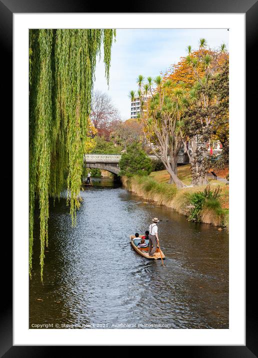 Punting On The River, Christchurch Framed Mounted Print by Steve de Roeck