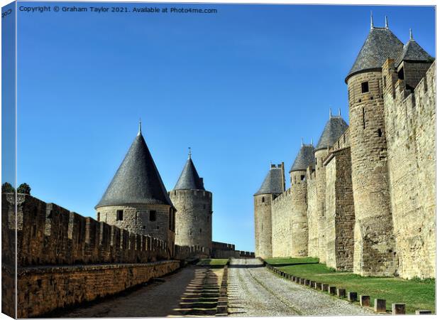 Majestic Carcassone Castle Walls Canvas Print by Graham Taylor