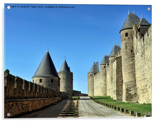 Majestic Carcassone Castle Walls Acrylic by Graham Taylor