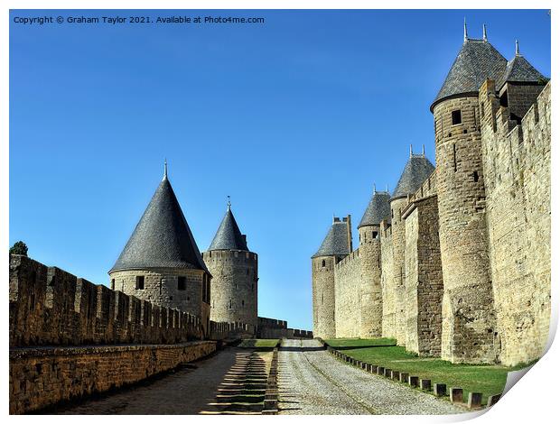 Majestic Carcassone Castle Walls Print by Graham Taylor