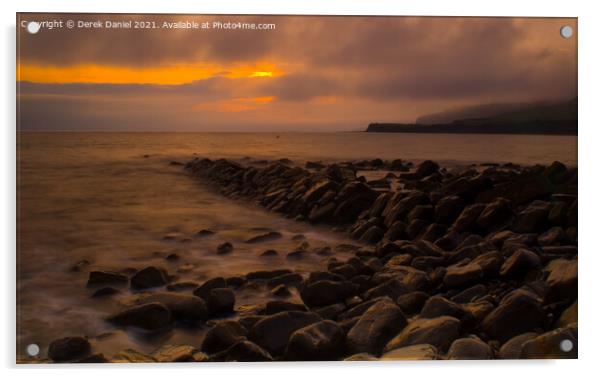 Majestic Sunset at Kimmeridge Bay Acrylic by Derek Daniel