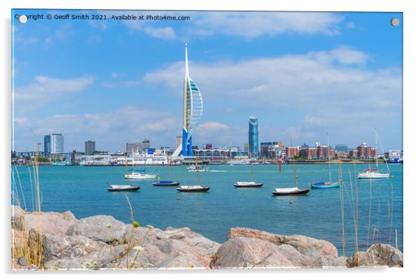 Portsmouth Harbour and City Acrylic by Geoff Smith