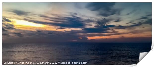 Twilight sky on the sea Print by Anish Punchayil Sukumaran