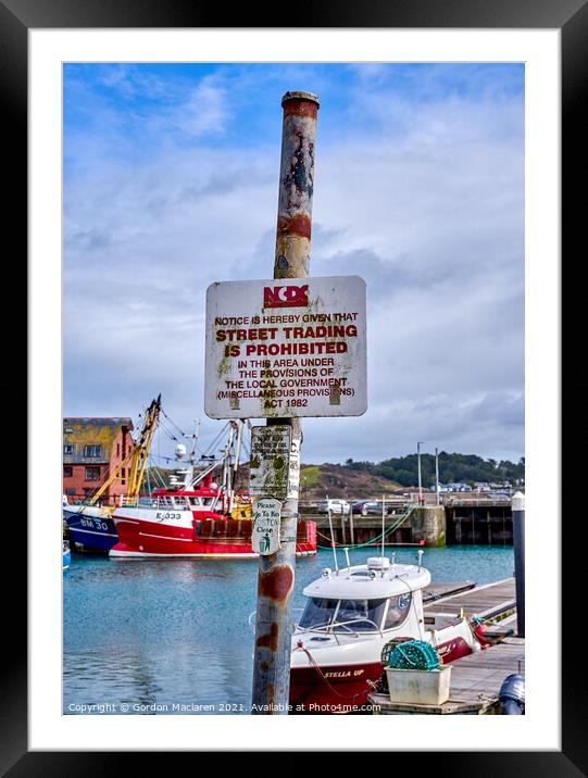 Boats docked in the harbour, Padstow Harbour, Cornwall Framed Mounted Print by Gordon Maclaren