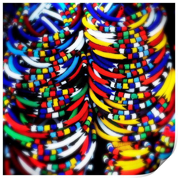 African Zulu Beaded Necklaces Print by Neil Overy