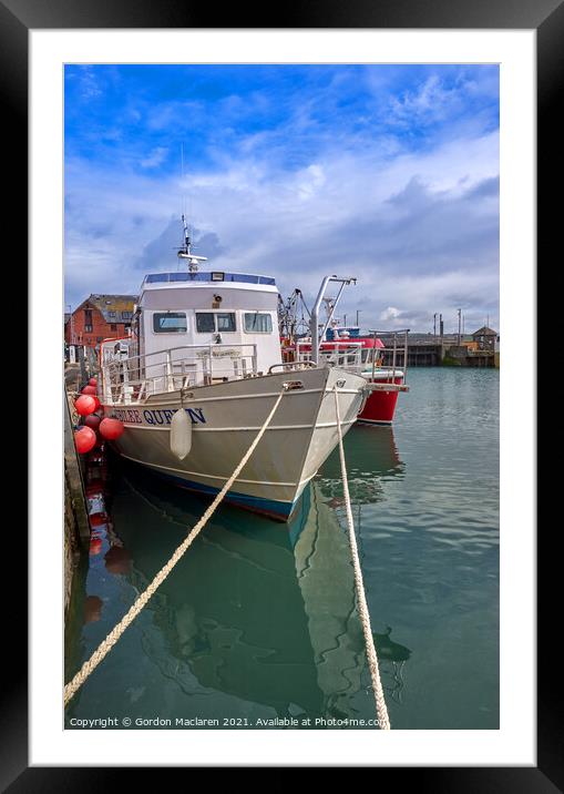 Fishing Boat docked in Padstow Harbour, Cornwall Framed Mounted Print by Gordon Maclaren