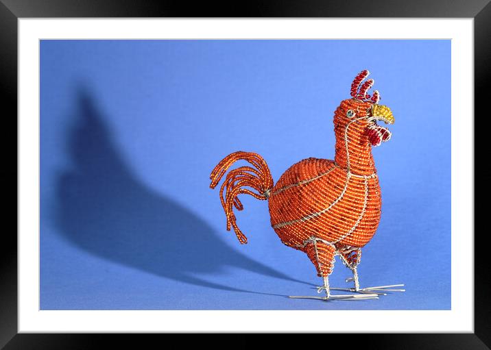 African Wire Chicken Framed Mounted Print by Neil Overy