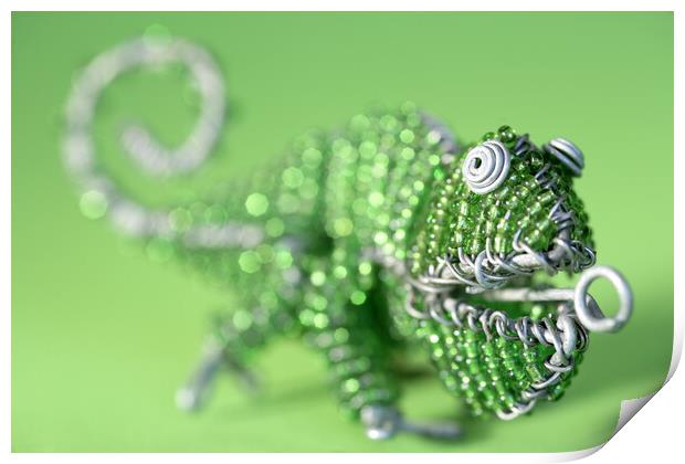 African Wire Chameleon Print by Neil Overy
