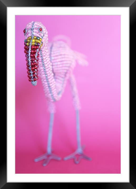 African Wire Flamingo Framed Mounted Print by Neil Overy