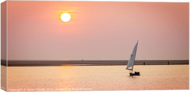 Sunset Sailboat Canvas Print by Peter O'Reilly