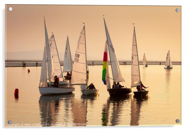 Sailboats at West Kirby Acrylic by Peter O'Reilly