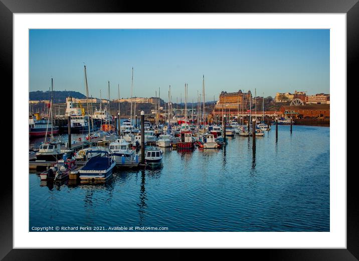 Scarborough Harbour reflections Framed Mounted Print by Richard Perks