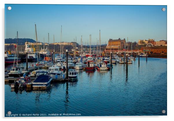 Scarborough Harbour reflections Acrylic by Richard Perks