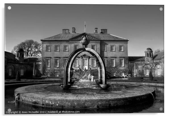 Dumfries House Fountain Court Acrylic by Ross McNeillie